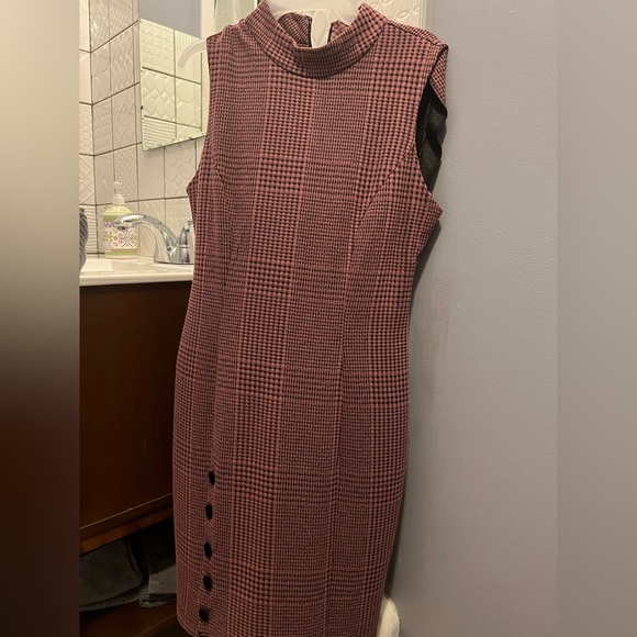 Sharagano sleeveless dress pink and black plaid print - size 10 - Picture 1 of 5